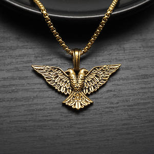 Búho de doble cabeza Hip Hop Animal Punk Pvd Acero inoxidable impermeable colgante joyería de moda collares para hombres hombre al por mayor - Product Image 2