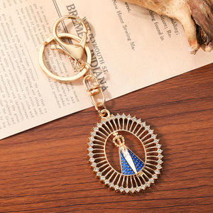 Llavero Portamonedas <span class=keywords><strong>de</strong></span> Aleación <span class=keywords><strong>de</strong></span> Zinc con Milagros Católicos, Virgen María, Concepción, Nossa Senhora Da Aparecida, Pedrería, Dorado, Luminoso - Product Image 6