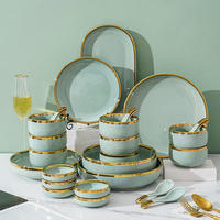 Service de vaisselle de luxe en porcelaine blanche brillante 26 pièces assiettes et bols ensemble de vaisselle en céramique pour 8 personnes