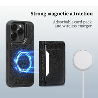 Casing ponsel kulit dompet magnetik, pelindung telepon genggam dengan tempat kartu untuk iphone 15 16 pro max