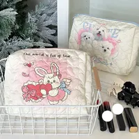 Cosmétique trousses de toilette mignon rose trousse de maquillage pochette  voyage sacs cosmétiques kawaii dessin animé broderie maquillage  organisateurs