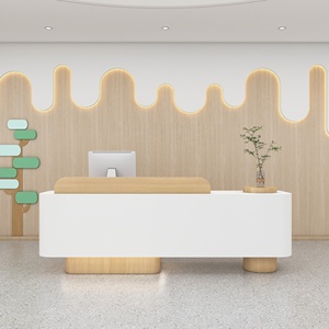 Mostrador <span class=keywords><strong>de</strong></span> Recepción <span class=keywords><strong>de</strong></span> Estilo Crema <span class=keywords><strong>de</strong></span> Alta Gama, Madera Maciza, Diseño Moderno, Ecológico, Duradero, para Guardería, <span class=keywords><strong>Centro</strong></span> <span class=keywords><strong>de</strong></span> Capacitación Artística - Product Image 1