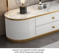 Ensemble table basse et meuble TV de luxe nordique pour salon, plateau en pierre, mobilier moderne, structure en acier doré