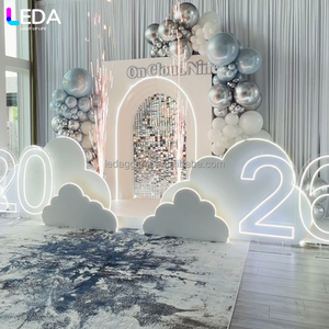LEDA อุปกรณ์ตกแต่งงานแต่งงานในร่มและงานอีเว้นท์ ฉากหลังอะคริลิค LED สี่เหลี่ยมขนาดใหญ่สีขาวหรูหรา - Product Image 3