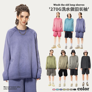 เสื้อยืดโอเวอร์ไซส์แขนยาวผู้ชายสไตล์วินเทจ ผ้าฝ้าย 100% คอกลม ลำลอง พิมพ์ลายตัวอักษร ด้านหน้ามีโลโก้ - Product Image 2