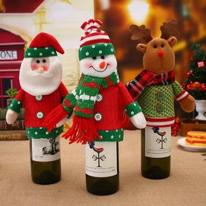 Articles de fête nouvelle bouteille de vin de noël ensemble de vêtements père noël bonhomme de neige manchon de bouteille de Champagne confortable décorations de vacances de fête - Product Image 3
