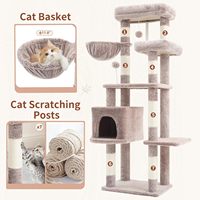Arbre à chat multi-niveaux de 55,1 pouces avec grande plateforme, griffoir et niche pour chats d'intérieur