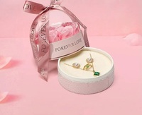 Boîte cadeau personnalisée pour collier avec petites fleurs rondes, roses éternelles, boîte en papier avec couvercle en acrylique, emballage pour roses