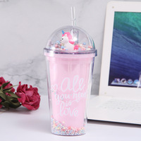 16oz Bubble Ball Tasse d'eau en plastique Corps Peut personnaliser Logo Bouteille d'eau Double couche Licorne Sports Boîte blanche PS Adultes TOUR