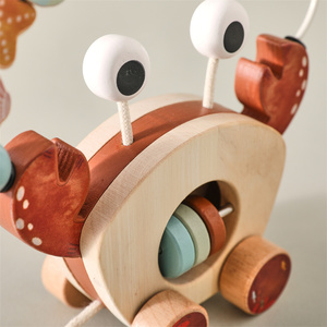 PMZ2362 Jouet en bois pour bébé, puzzle, crabe à traîner, voiture, jouets éducatifs <span class=keywords><strong>Montessori</strong></span> pour enfants, multifonction, cadeau pour enfants - Product Image 4