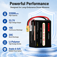Bộ pin UAV 22000mAh 23.7V 6S 10C tốc độ xả cao với đèn báo LED BMS và đầu nối tùy chỉnh