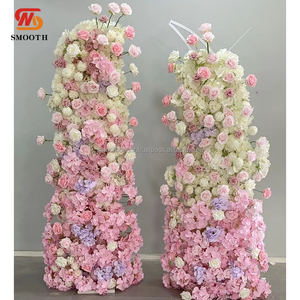 Offre Spéciale lisse fournitures de planification d'événements blanc Rose Babys souffle pièce maîtresse coeur fleur en forme d'arc de mariage support de toile de fond - Product Image 1