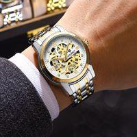 Montre homme étanche transfrontalière de luxe léger, lumineuse, à quartz, bracelet en acier inoxydable, résistante à l'eau 30M
