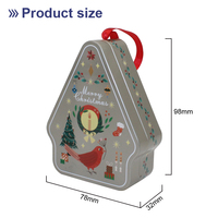 Boîte en étain miniature en forme de sapin de Noël, écologique et recyclable, avec ruban et cordon de suspension, pour emballage cadeau de bonbons et chocolats, avec revêtement UV.
