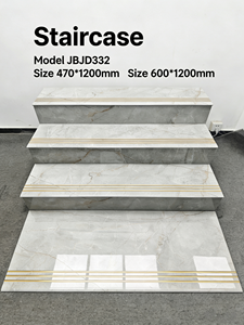 Carreaux d'escalier de luxe haut de gamme aspect marbre couleur dorée pour sols de salon et marches d'escalier antidérapants - Product Image 2