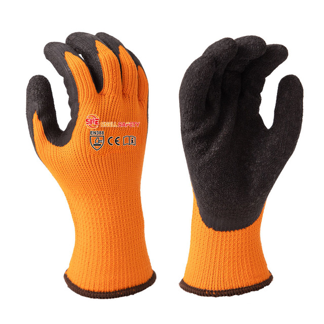 SNELLsafety Latex Coated Poly/cotton Thermal Lined Insulated Winter Warm Cold Resistant Grip Work Glove for Freezer Garden