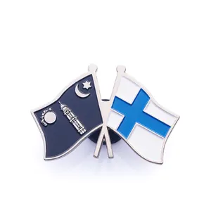 Pin de bandera negra, accesorio personalizado esmaltado de metal, país de Finlandia, Canadá