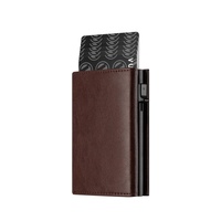 Portefeuille pour homme avec protection RFID anti-vol, porte-cartes en microfibre et alliage d'aluminium, avec service de personnalisation en cuir véritable disponible