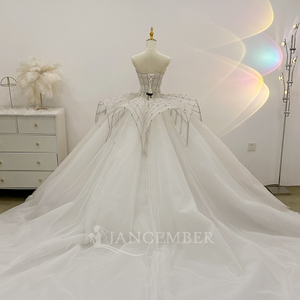Precioso Vestido de Novia sin Tirantes con Cuentas Multicolores, Diseño de Cintura, Vestido de Ceremonia Nupcial Lsjj12 - Product Image 5