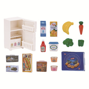 Dollhouse Accessories Decoration <b>Kid</b> Pretend Play Education Toys 1/12 Miniature <b>Mini</b> Furniture Refrigerator <b>Fridge</b> with Food - Product Image 2