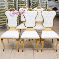 Vente en gros de meubles bon marché pour hôtels, chaises de luxe commerciales empilables en métal doré pour décoration de mariage, pour fêtes et événements