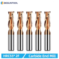 HRC55 초경 엔드밀 D1-10mm 2날 밀링 커터 절삭 공구 CNC 가공 코팅 플랫 엔드밀