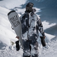 Combinaison de ski pour homme, imprimé encre, ensemble de ski unisexe, doublure polaire, imperméable, coupe-vent, ample, grande taille, entièrement scellée, pour snowboard