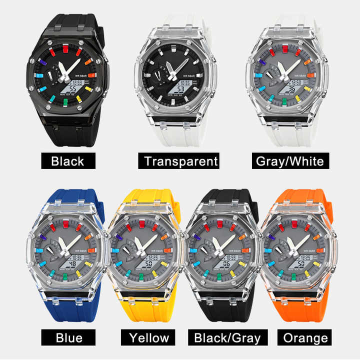 Octagonal Multifunction Synchronous Movement Digital Watch Fashion Sports Waterproof Luminous Alarm Adult Student Digital Watch