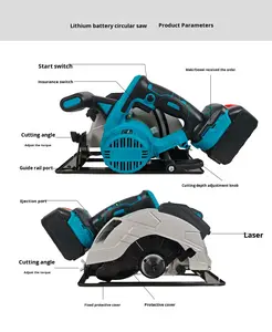 <span class=keywords><strong>Sierra</strong></span> <span class=keywords><strong>Circular</strong></span> Inalámbrica de 2000W y 7 Pulgadas con Guía Láser, 45 °   <span class=keywords><strong>Sierra</strong></span> Eléctrica Portátil para Trabajar la Madera con Corte en Bisel - Product Image 2