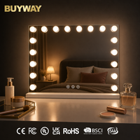 Miroir de maquillage éclairé avec 18 LED, blanc, pour table ou fixation murale, avec port de charge USB
