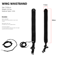 Ceinture de taille légère noire pour wing foil avec laisse 7,5x64cm, design étroit, accessoire de surf pour parawing et hydrofoil par GY