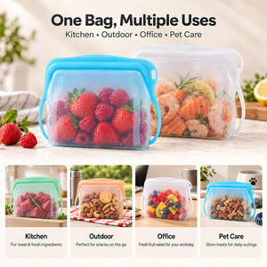 Reusable <b>Silicone</b> Food Storage Bags Zero Waste Plastic Free, Leakproof Airtight Freezer Preservation Pouches for Food - Product Image 6