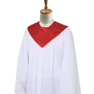 Estola de Iglesia Ligera de Satén con Cuello en V, Unisex, Uniforme Escolar para Adultos, Un Solo Color - Product Image 2