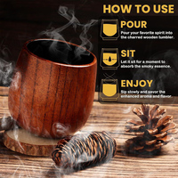 Coffret Cadeau de Luxe en Bois avec Pierres à Whisky, Tasses, Pince à Glace et Verre à Bourbon en Bois Carbonisé pour Hommes, Cadeaux, Petit Ami, Père