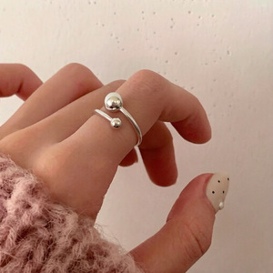 S925 Sterling Silver Double Ball <b>Open</b> <b>Ring</b> For Women Minimalist Everyday Wear Jewelry - Product Image 3