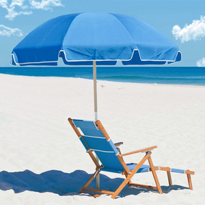 Biểu Tượng Tùy Chỉnh 6ft 7ft 8ft Nhiệm Vụ Nặng Nề Gỗ Cực Ngoài Trời Ô Cao Cấp Polyester Mùa Hè Du Lịch Mặt Trời Bóng Râm Vườn Bãi Biển Gió - Product Image 3