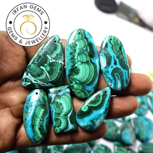 Malachite Chrysocolla A, qualité supérieure, 100% naturelle, cabochon de Chrysocolla Malachite, pierre précieuse non montée pour la création de bijoux. - Product Image 1