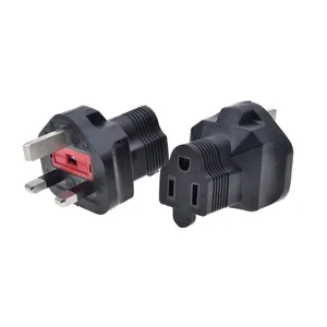 Plug Adapter 13 Amp Type G BS to Type B US NEMA5-15P convert female to male outlet power electric conversion plug adapter