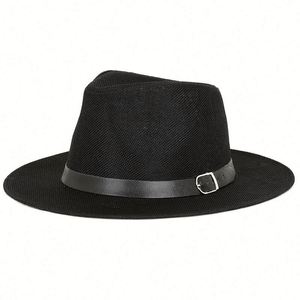 Linen Cheap Summer <b>Men</b> Panama <b>Hat</b> Wide Brim Fedora Bamboo Fiber Beach Sun <b>Hat</b> Sunscreen Sombreros Plain <b>Straw</b> <b>Hat</b> - Product Image 2