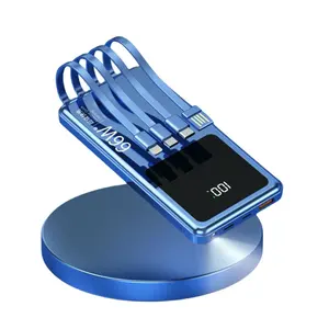 Мобильный телефон портативное Резервное мини зарядное устройство со встроенным кабелем Aa оптовая продажа Lipo Power Bank 10000 мАч внешний аккумулятор
