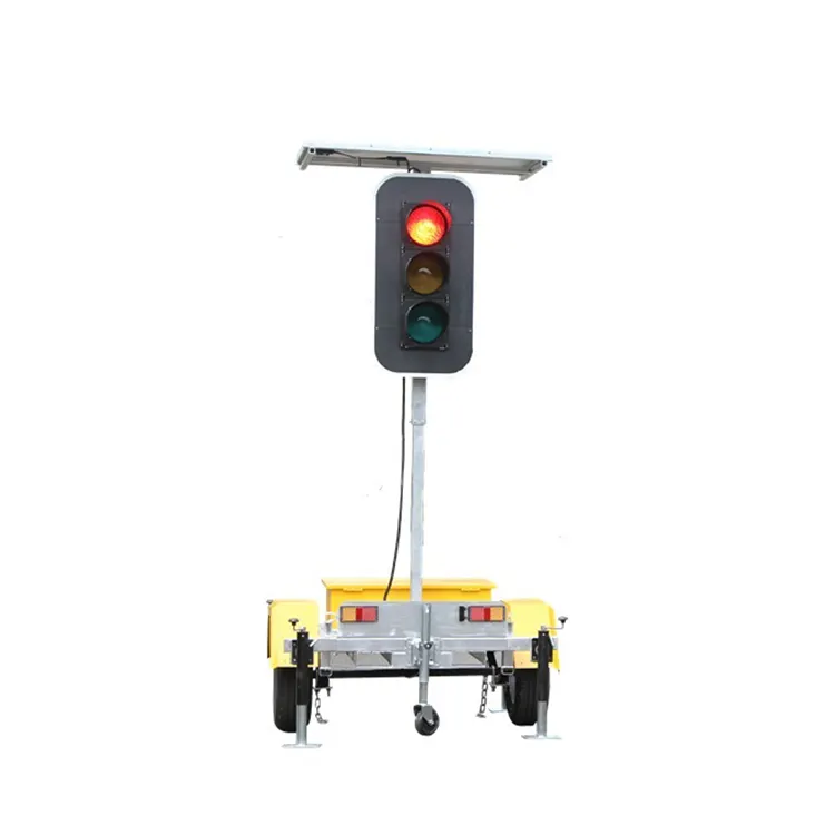 Amarelo Verde Vermelho LED Traffic Signal Lights Solar Powered Mobile Road Trabalho Stop Signs