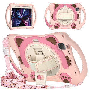 Funda de silicona a prueba de golpes con diseño de dibujos animados para niños, para Apple iPad Pro 11 2018/2020/<span class=keywords><strong>2021</strong></span>/iPad Air 4/Air 5, con correa de mano y soporte. - Product Image 1