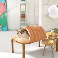 Lit pour chat confortable en peluche solide toutes saisons, fermé, pour chiot, chaton, petit chien, coupe-vent, nid chaud