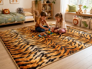 Tapis décoratif effet peau de tigre, tapis imprimé animal, tapis imitation peau de tigre pour salon, chambre, bureau, décoration de maison de luxe - Product Image 4
