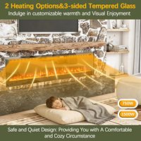 Cheminée électrique encastrée Kalsubo 70 pouces 750W 1500W avec chauffage LED et télécommande tactile noire