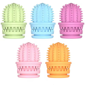 New Eco-Friendly Dog Chew Toy Durable Teeth Cleaning Cactus Shape Toothbrush Natural Rubber Food Grade <b>Squeaky</b> Christmas Gift - Product Image 1