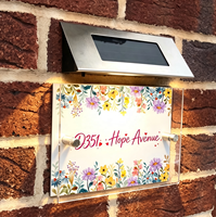 Plaque d'adresse en aluminium étanche à LED solaire pour sublimation, affichage numérique du numéro de maison, pour extérieur