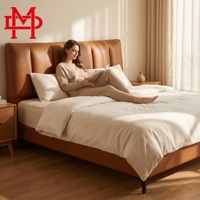 Lit rembourré en cuir véritable moderne avec cadre, design écologique et durable, garantie 10 ans - Cadre de lit avec sommier