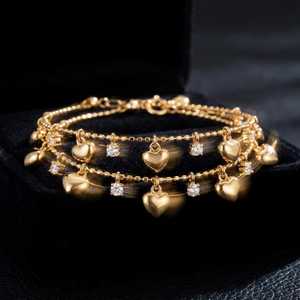 Pulsera Xinfly con Dije de Corazón en Oro Puro de 18K, Pulsera con Borla de Corazón y Acentos de Diamantes, Joyería para Regalo y Aniversario - Product Image 5