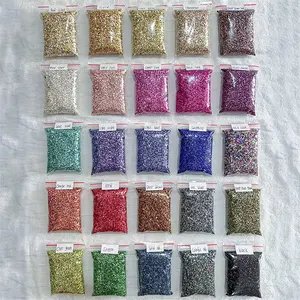 Hisenlee 100G kaca hancur tidak teratur batu Chunky payet serpihan warna-warni untuk DIY epoksi Resin seni kuku 2-4MM hiasan